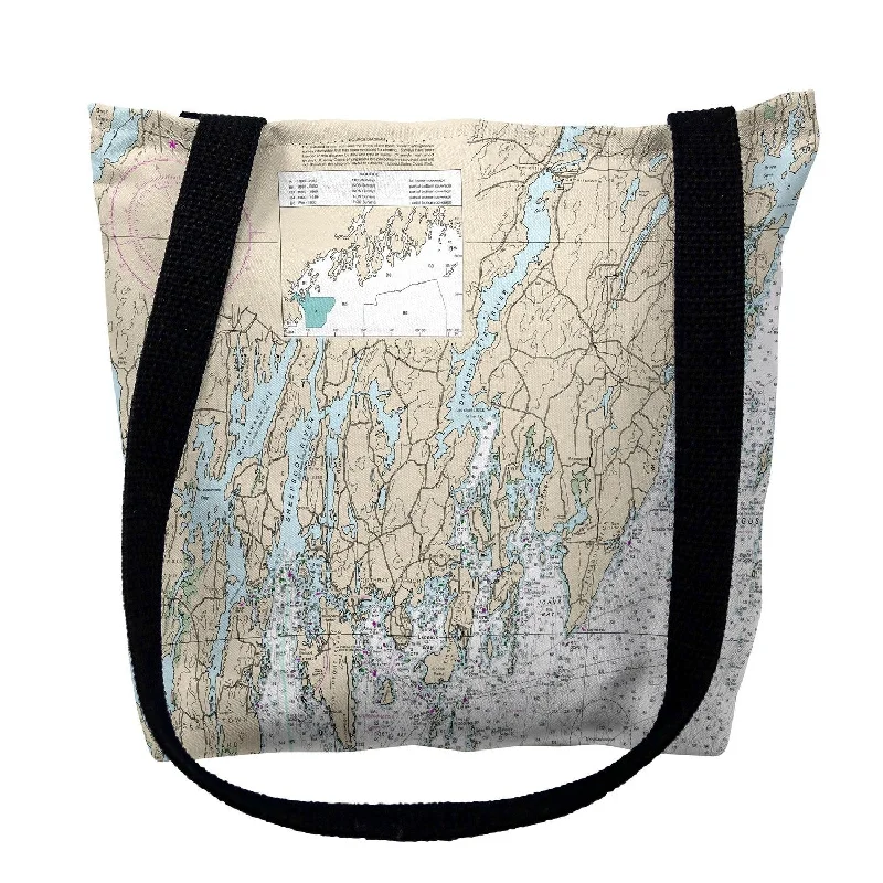 Handle bags with rugged canvas for outdoors -Southport - Pemaquid, ME Nautical Map Medium Tote Bag 16x16 - 16 inches x 16 inches