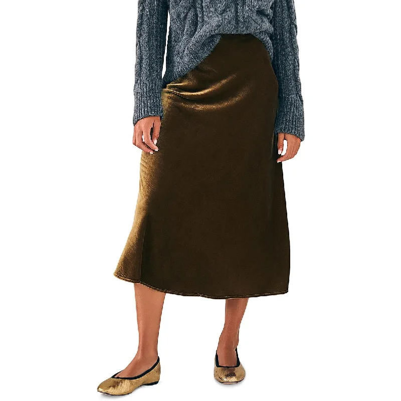 Trendy midi skirts for modern fashionistas -Faherty Womens Velvet Below Knee Midi Skirt