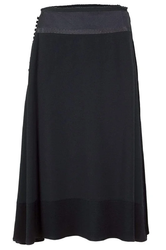 Wrap maxi skirts for versatile styling options -Raw-Edge Trim Midi Skirt