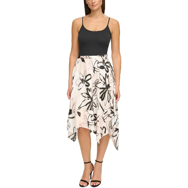 Midi pencil skirts for polished business attire -Donna Karan Womens Floral Print Recycled Polyester Asymmetrical Skirt