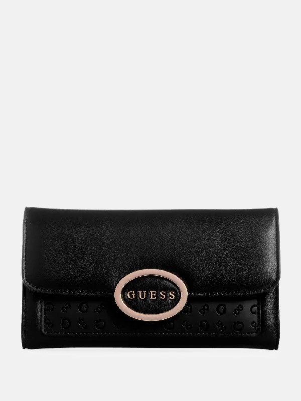 Handle bags with quilted leather for luxury -Nory Debossed Logo Slim Clutch