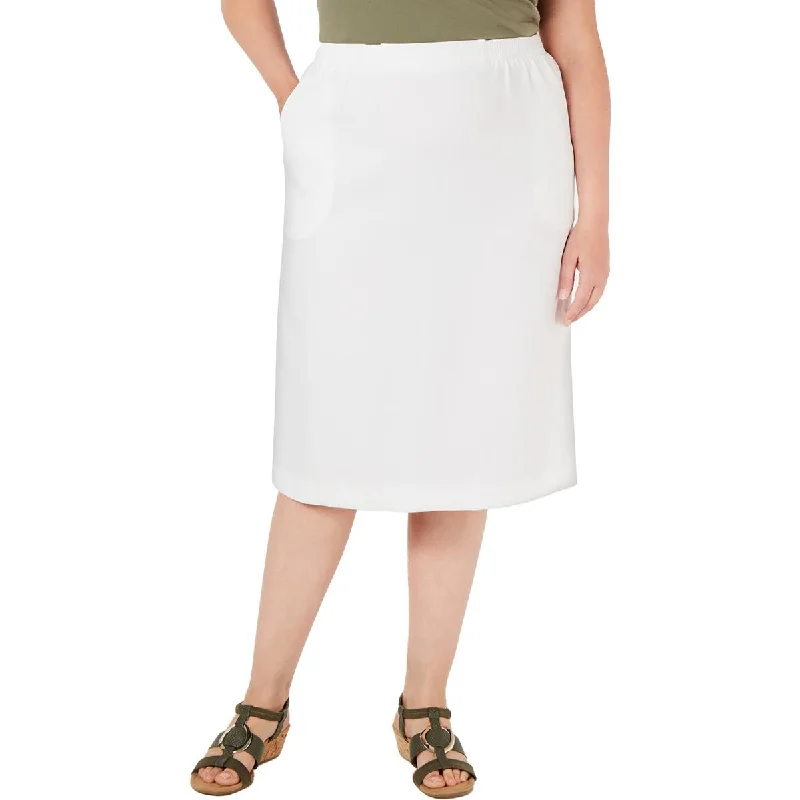 Ruffled skirts for feminine playful charm -Alfred Dunner Womens Plus Smocked Knee-Length Midi Skirt