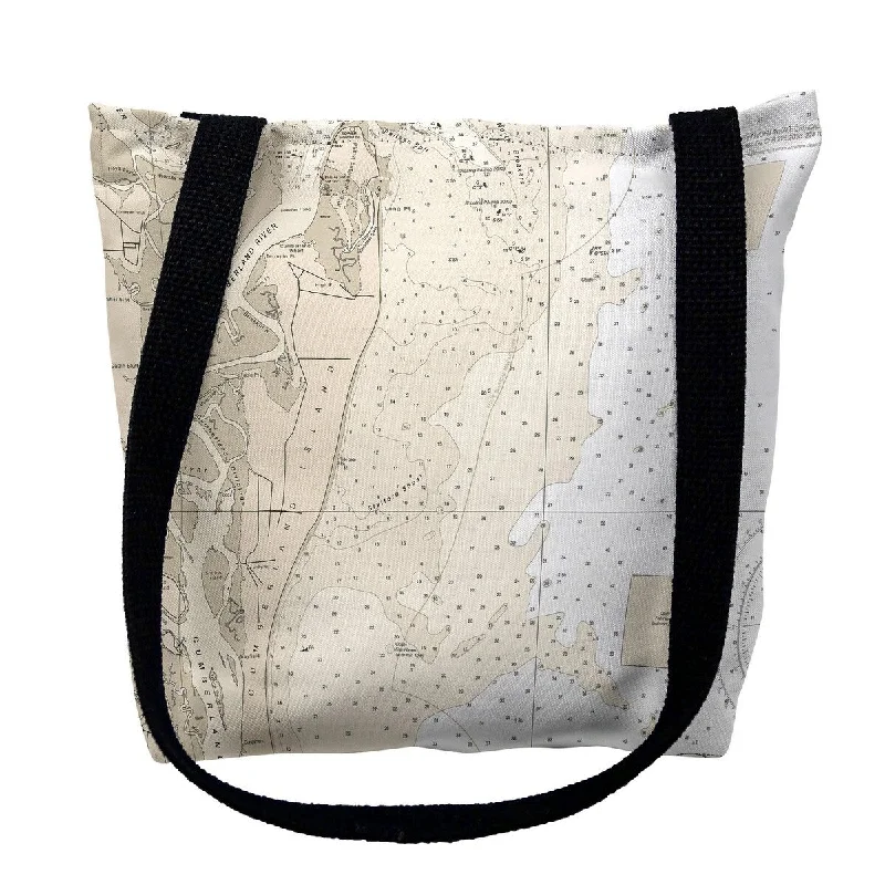 Handle bags with padded interiors for laptops -Cumberland River & Cumberland Island, GA Nautical Map Medium Tote Bag 16x16 - 16 inches x 16 inches