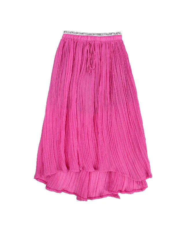 A-line mini skirts for fun flirty looks -FunFun Womens Pleated Chiffon High-Low Midi Skirt