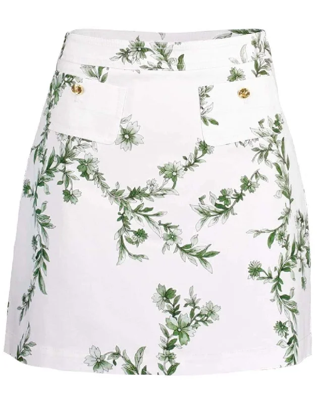 Casual linen skirts for breezy days -Gabardine Jardins Print Above The Knee Skirt