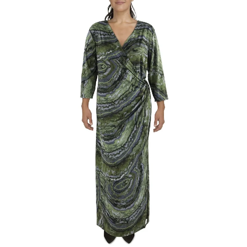 Bohemian Dresses with Tassels -24seven Comfort Apparel Womens Plus Surplice Long Maxi Dress