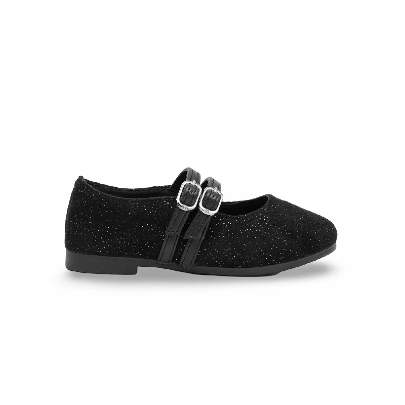 Ladies shoes with sturdy stitching last years -Girls Black Fancy Pumps KD2417