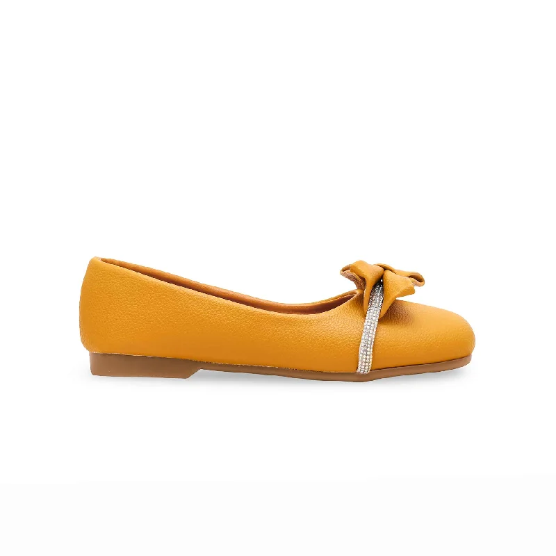 Ladies shoes with lace-up fronts are stylish -Girls Mustard Formal Pumps KD0969