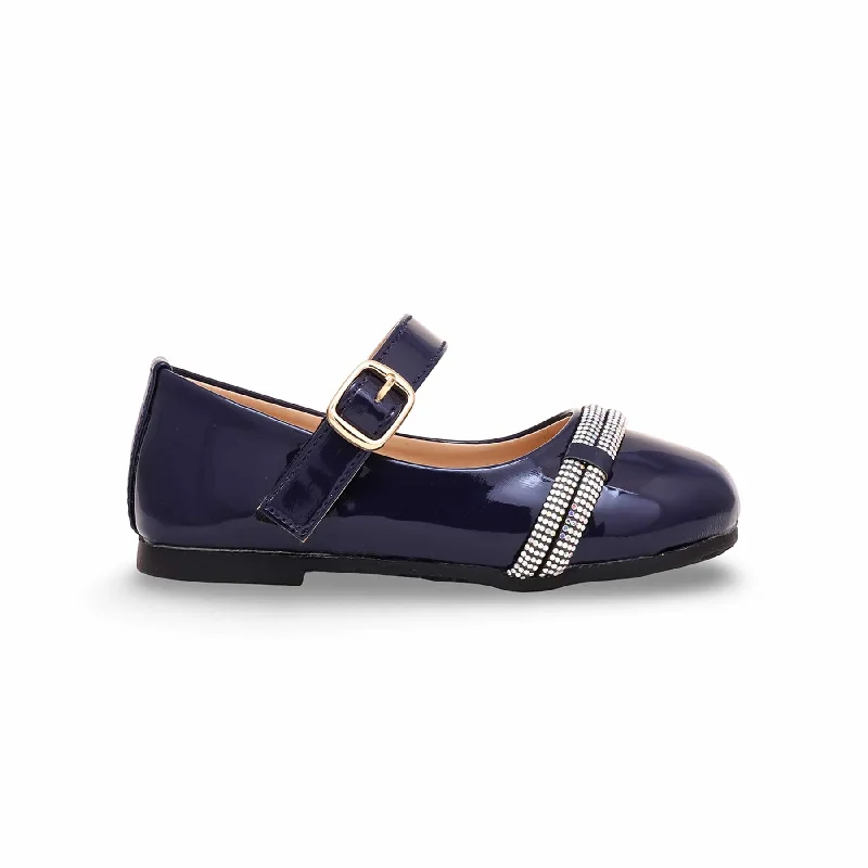 Designer ladies shoes with unique details impress always -Girls Navy Formal Pumps KD2267