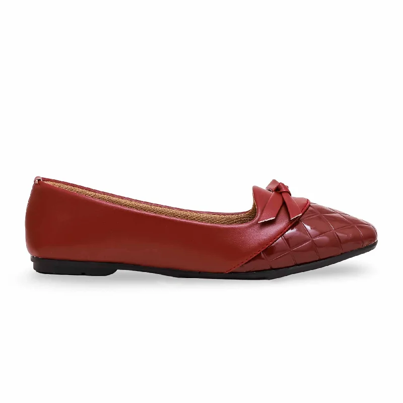 Ladies shoes with durable soles endure wear -Maroon Pumps WN1082