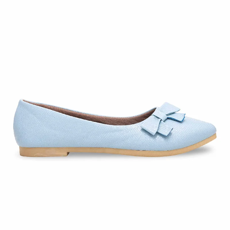 Ladies shoes with sleek loafers look smart -Sky Blue Pumps WN1068