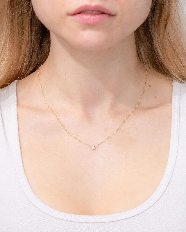 Best necklaces and pendants with glowing moonstone for an ethereal glow-0.05ct Diamond Bezel Necklace 14k Yellow Gold