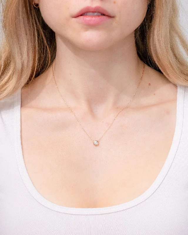 Best necklaces and pendants with art deco elements for a vintage, glamorous design-0.27ct Diamond Bezel Necklace 14k Rose Gold