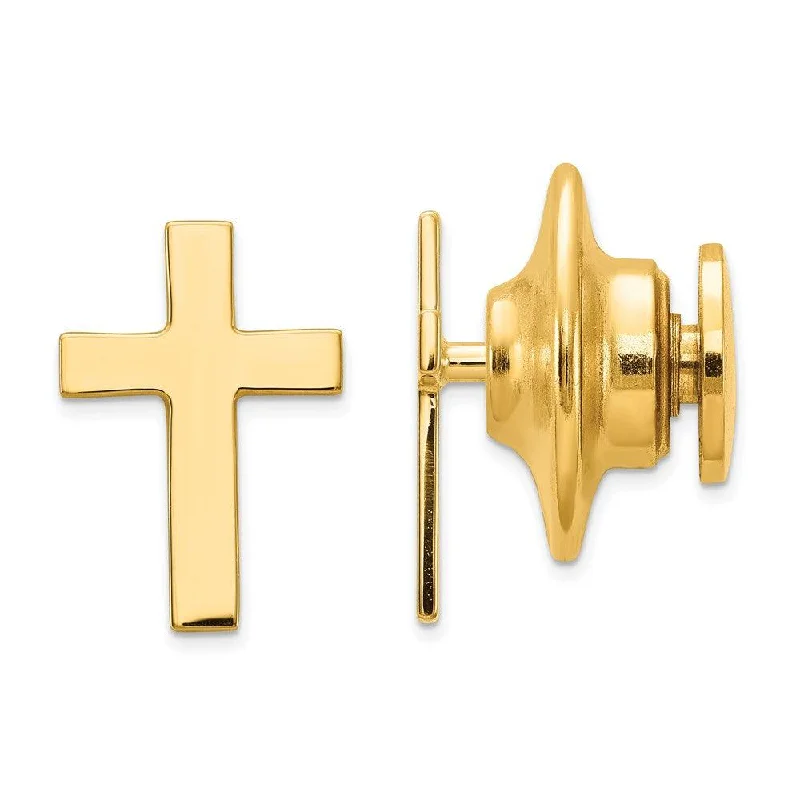 Beautiful necklaces and pendants with geometric shapes for a modern, artistic design-14k Polished Cross Tie Tac