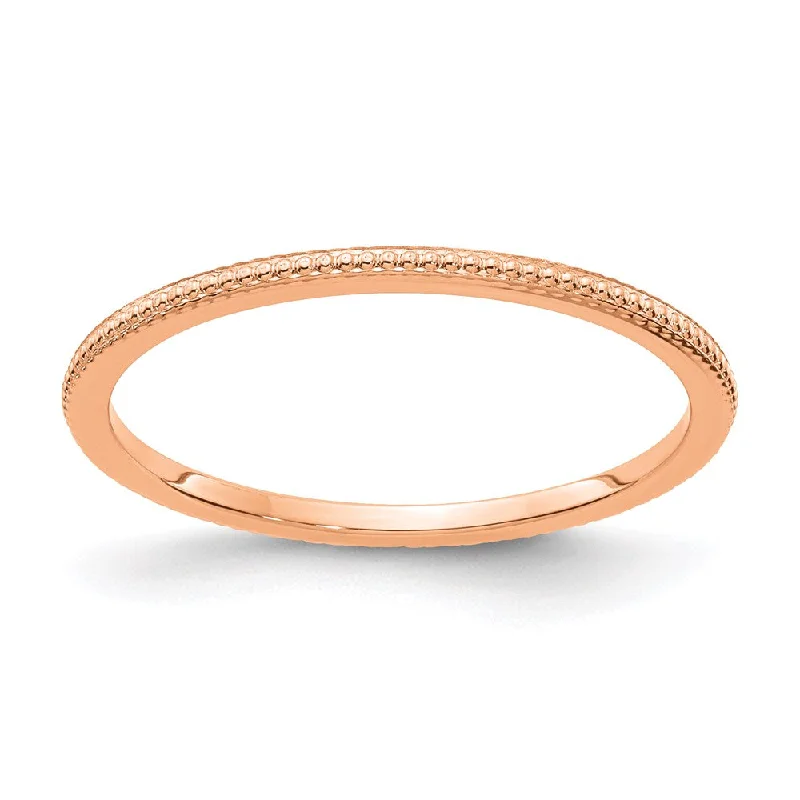 Necklaces and pendants with custom engravings for a personal, meaningful gift-14K Rose Gold 1.2mm Bead Stackable Band | STK18-120R