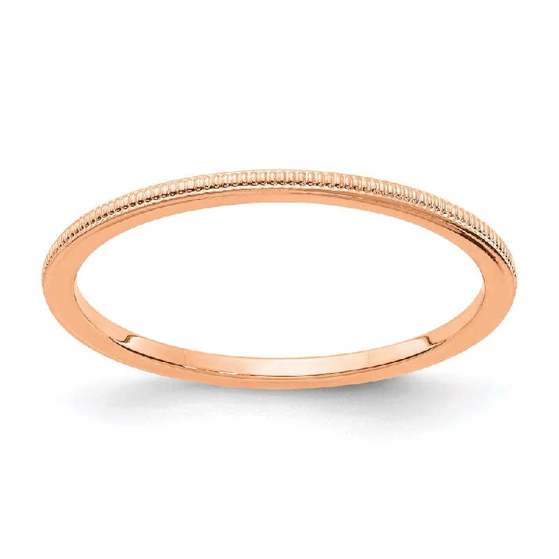 Trendy necklaces and pendants with geometric shapes for a modern aesthetic-14K Rose Gold 1.2mm Milgrain Stackable Band | STK19-120R