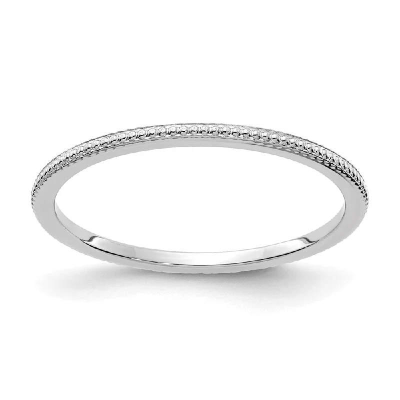 Personalized necklaces and pendants with coordinates for a meaningful location-based gift-14K White Gold 1.2mm Bead Stackable Band | STK18-120W