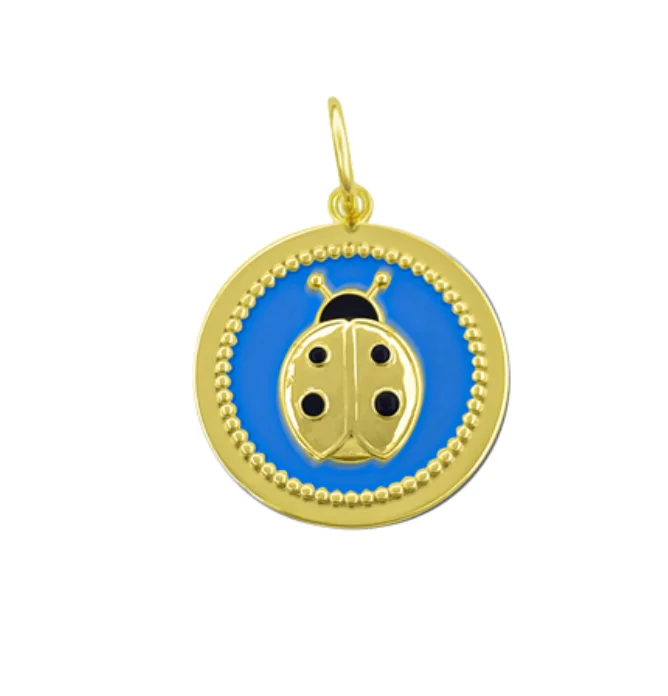 Stunning necklaces and pendants with sapphire gemstones for a luxurious blue hue-15mm Ladybug Periwinkle/Gold