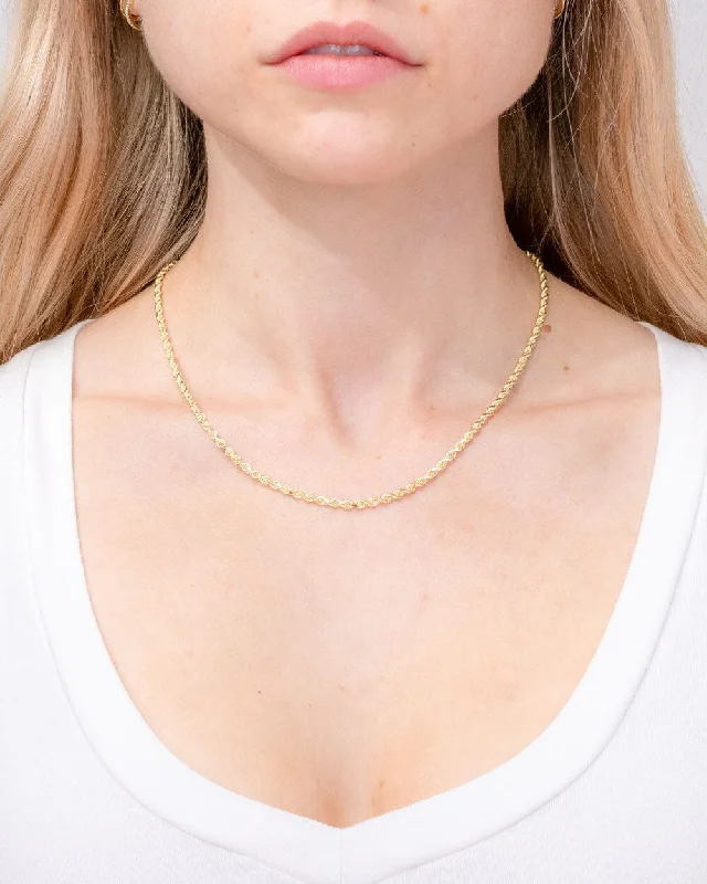 Necklaces and pendants with enamel accents for a colorful, eye-catching appearance-2.8mm Rope Chain 14k Yellow Gold