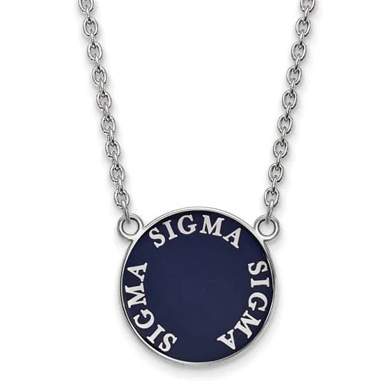 Best necklaces and pendants with intertwined designs for a symbol of unity-Sterling Silver Pitt Greek Sigma Sigma Sigma Enamel Disc Necklace