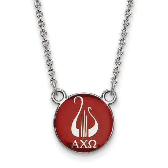 Unique necklaces and pendants with vintage-inspired designs for timeless appeal-Sterling Silver Pitt Greek Alpha Chi Omega Symbol Disc Necklace