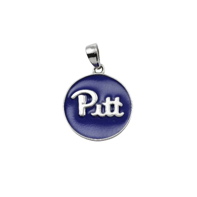 Elegant necklaces and pendants with gold chains for a chic, timeless appearance-STERLING SILVER UNIVERSITY OF PITTSBURGH BLUE ENAMEL CHARM 14MM