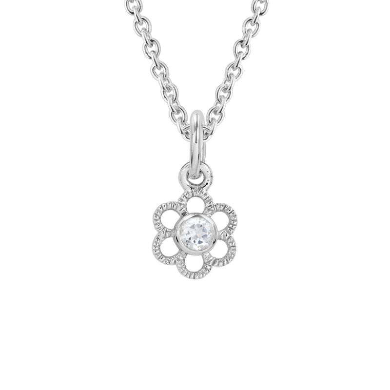 Stylish necklaces and pendants with diamonds for a glamorous and elegant look-STERLING SILVER 2.5MM WHITE TOPAZ FLOWER NECKLACE