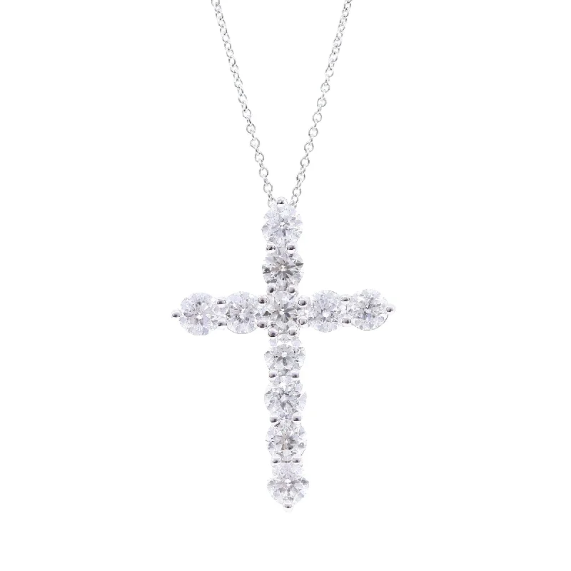 Best necklaces and pendants for everyday wear with minimalist designs-14K WHITE GOLD DIAMOND CROSS NECKLACE 3.40CTW