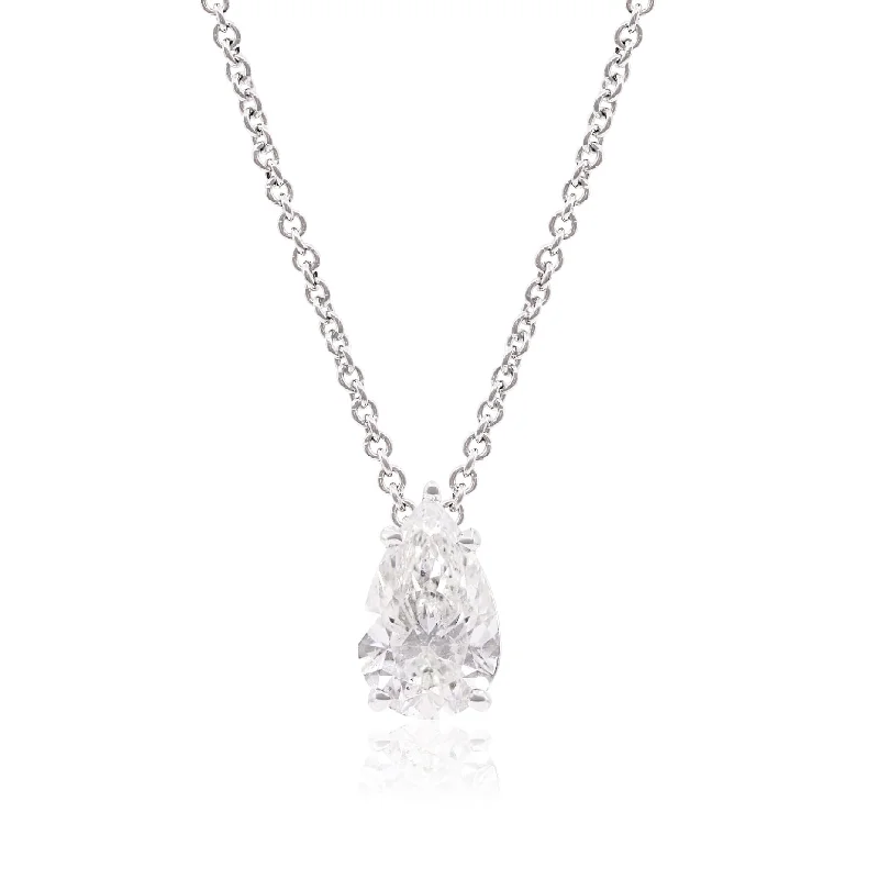 Best necklaces and pendants with butterfly pendants for a delicate, light style-14K WHITE GOLD 1.50CT PEAR-SHAPE DIAMOND SOLITAIRE NECKLACE, 16-18 INCHES