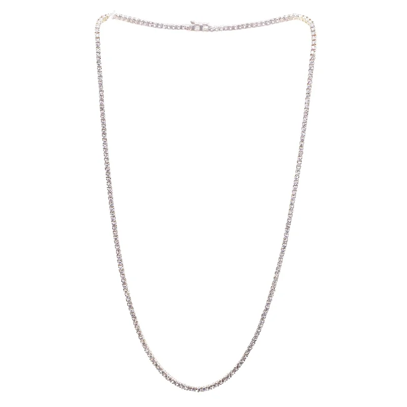 Beautiful necklaces and pendants with layered chains for a fashionable, chic look-14K YELLOW GOLD 17-INCH DIAMOND TENNIS NECKLACE 4.47CTW