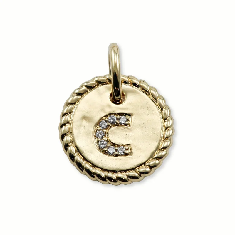 Simple necklaces and pendants with tiny charms for a delicate and casual vibe-FANA 14K YELLOW GOLD DISC C CHARM