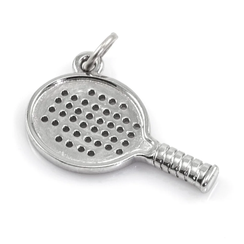 Necklaces and pendants with geometric pendants for a clean, contemporary design-JON ANDERSON 14K WHITE GOLD PADDLE RACKET CHARM