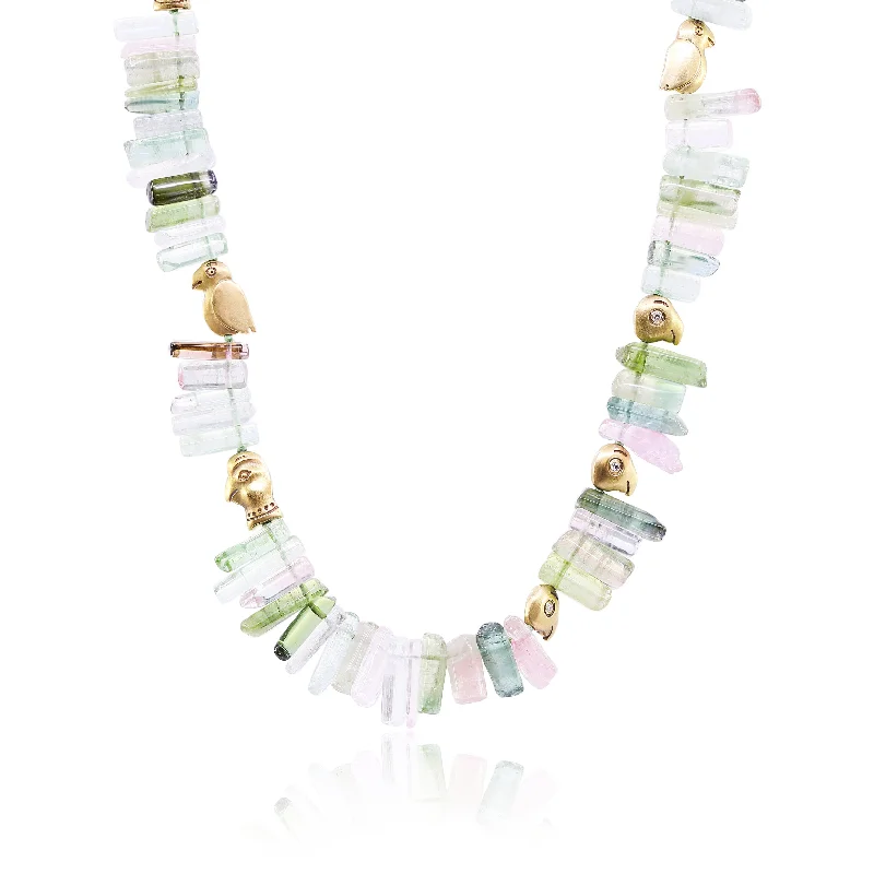 Necklaces and pendants with custom designs for a completely unique jewelry piece-ALEX SEPKUS 18K YELLOW GOLD 18-INCH PINK AND GREEN TOURMALINE BEADED NECKLACE