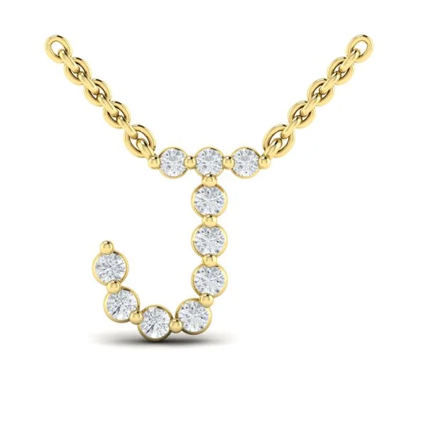 Best necklaces and pendants with sterling silver for an affordable yet stylish choice-14K YELLOW GOLD 16-18 INCH DIAMOND J INITIAL NECKLACE 0.20CTW