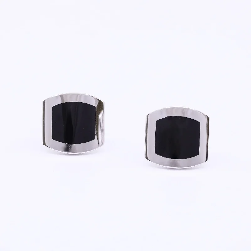 Necklaces and pendants with lotus flower designs for a spiritual, peaceful vibe-14K WHITE GOLD SQUARE ONYX CUFFLINKS