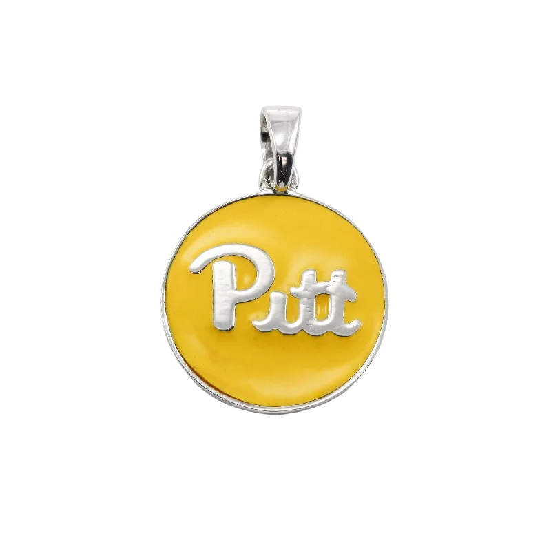 Best necklaces and pendants with intertwined designs for a symbol of unity-STERLING SILVER PITT YELLOW ENAMEL CHARM