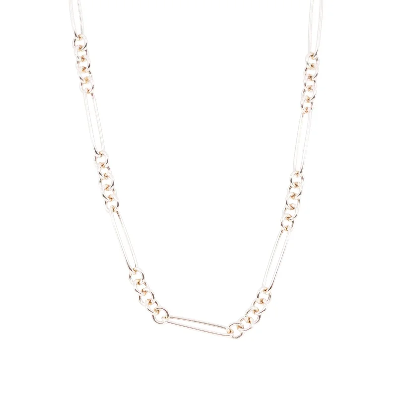 Elegant necklaces and pendants with diamond accents for added sparkle-14K YELLOW GOLD 18-INCH MULTI-LINK ROUND AND LONG LINK CHAIN NECKLACE