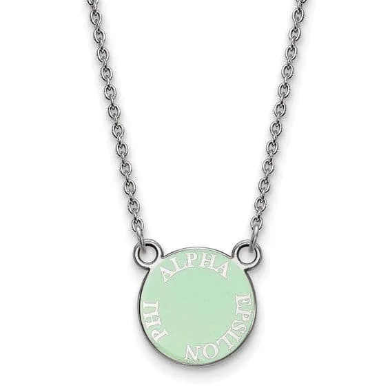 Best necklaces and pendants with heart-shaped designs for a romantic look-Sterling Silver Pitt Greek Alpha EPSILON Phi Enamel Disc Necklace