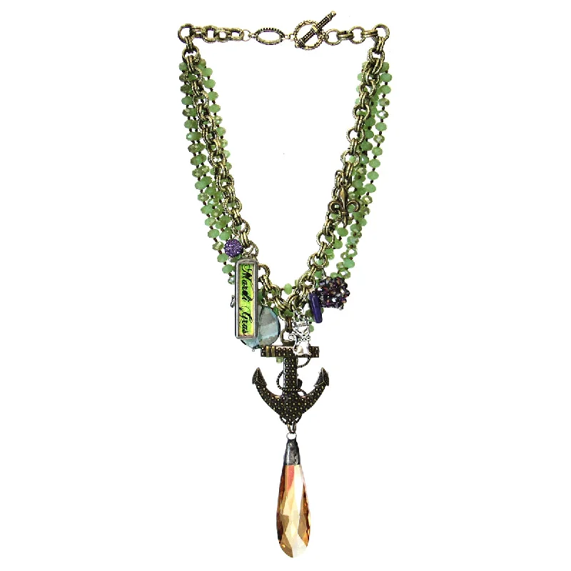 Fashionable necklaces and pendants with birthstones for a personalized gift idea-Amy Labbe Mardi Gras Necklace-Anchor Topaz Pendant