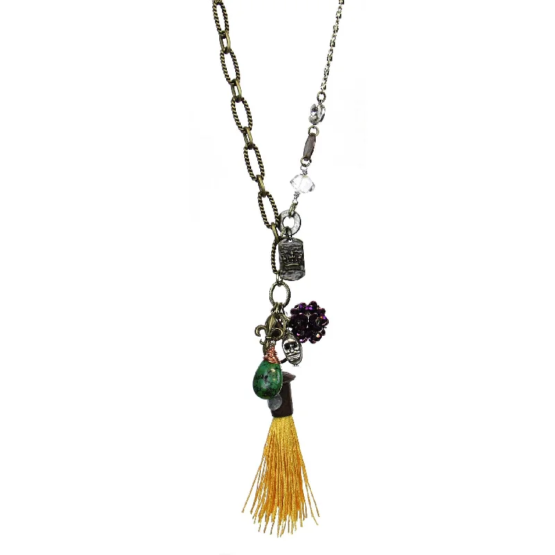 Simple necklaces and pendants with tiny charms for a delicate and casual vibe-Amy Labbe Mardi Gras Necklace- Coins & Gold Tassel