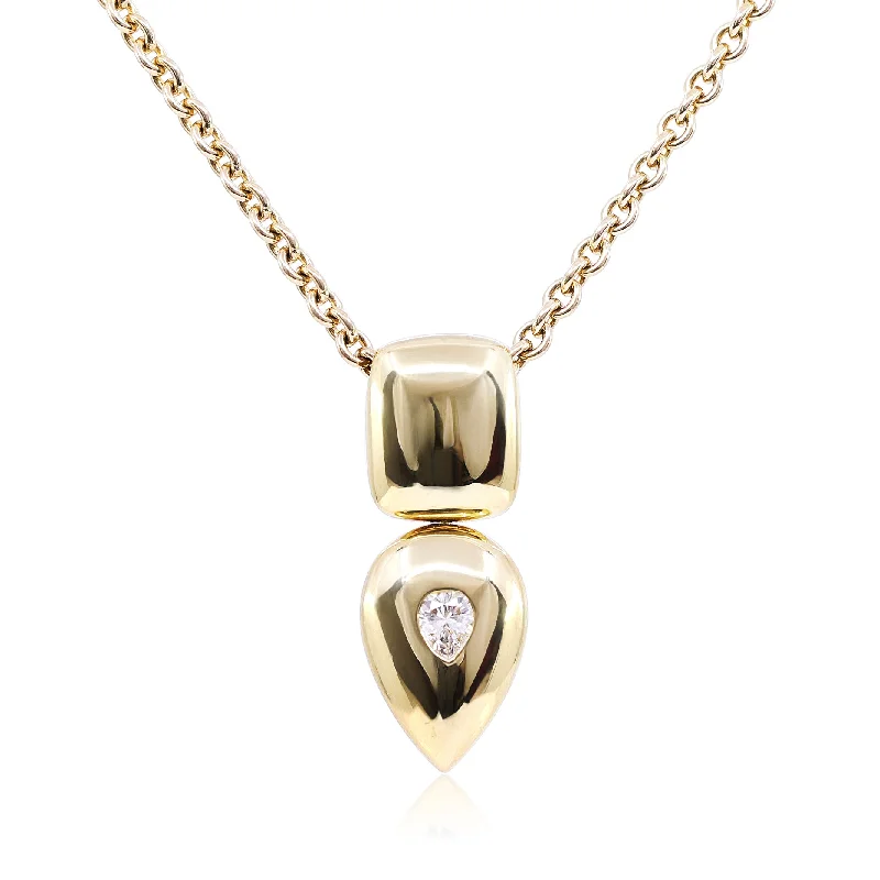 Best necklaces and pendants with glowing moonstone for an ethereal glow-ESTATE HENNE JEWELERS 18K YELLOW GOLD DIAMOND DROP NECKLACE