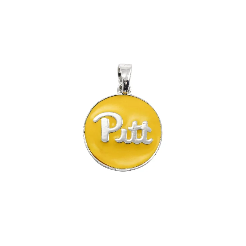 Elegant necklaces and pendants with gold chains for a chic, timeless appearance-STERLING SILVER PITT YELLOW ENAMEL CHARM 14MM