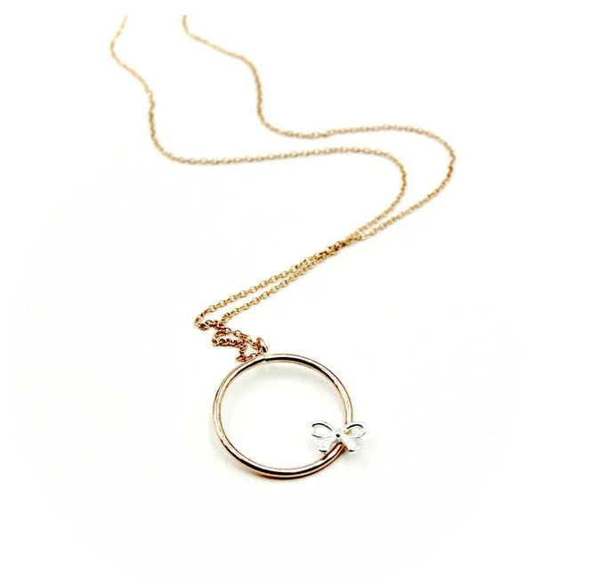 Necklaces and pendants with angel wing motifs for a spiritual, meaningful design-Bow Rose Gold-Filled Circle Necklace