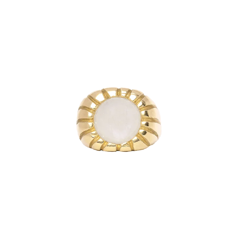 Best necklaces and pendants with cubic zirconia for a budget-friendly dazzling effect-Brass Morella Ring with Moonstone