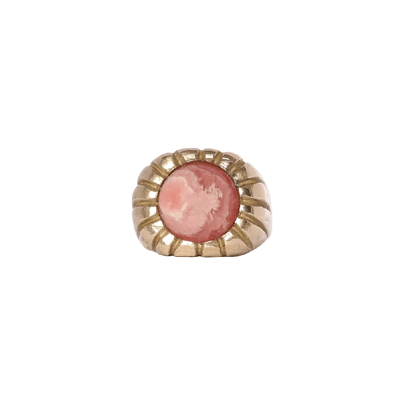 Unique necklaces and pendants with tree of life motifs for nature-inspired elegance-Brass Morella Ring with Rhodonite