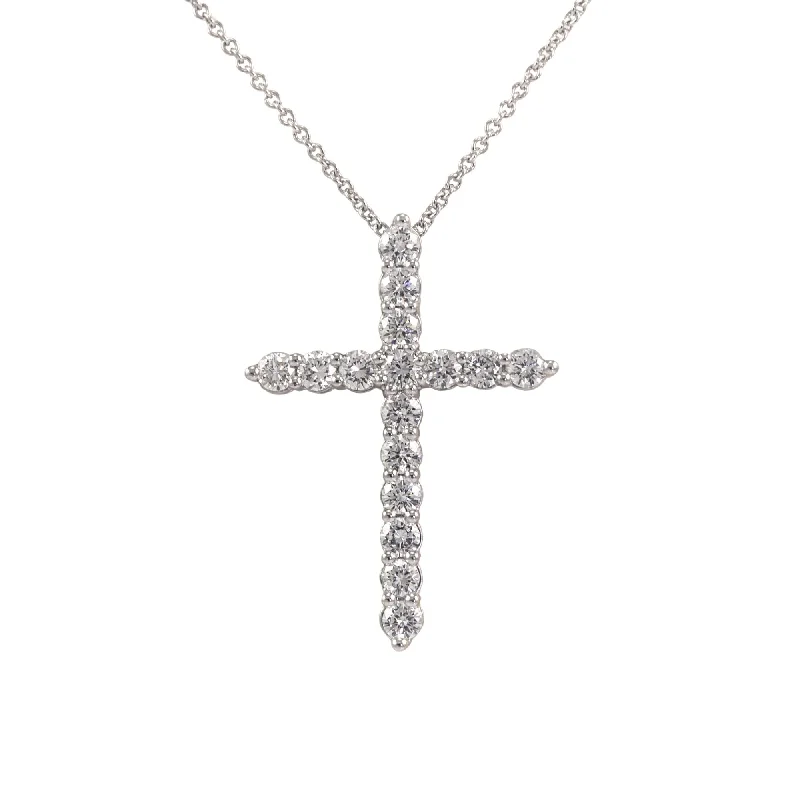 Trendy necklaces and pendants with geometric shapes for a modern aesthetic-HENNE PLATINUM DIAMOND CROSS 1.04CTW