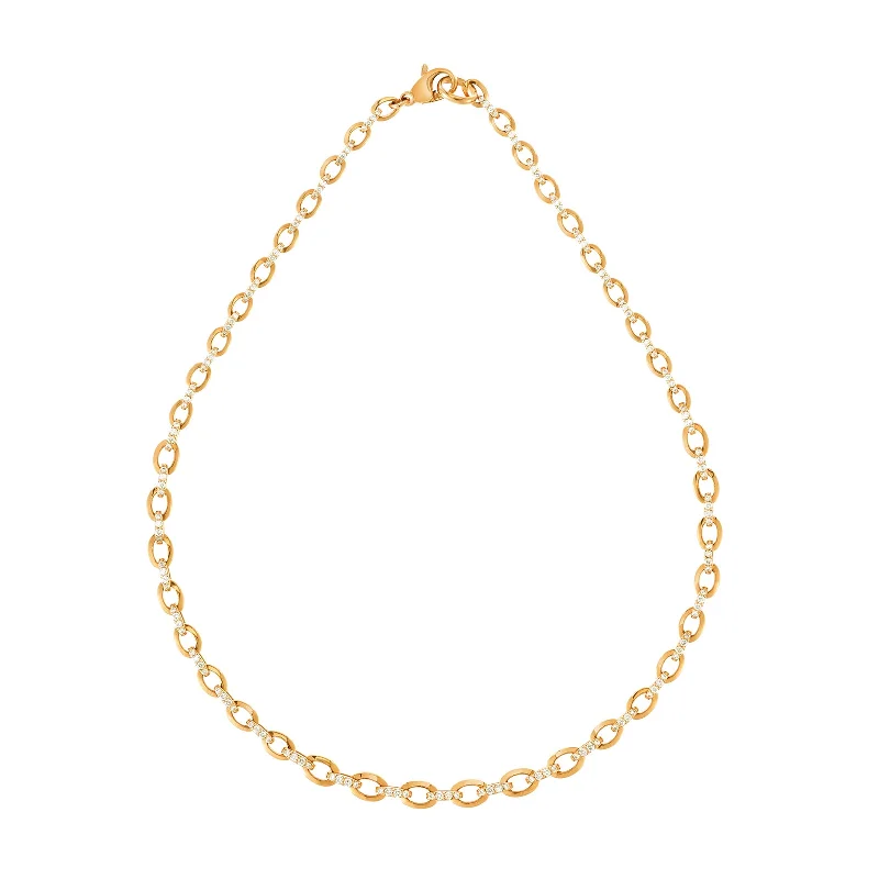 Stunning necklaces and pendants with ruby and diamond combinations for a luxurious effect-Graduated Oval Link Necklace - Yellow Gold