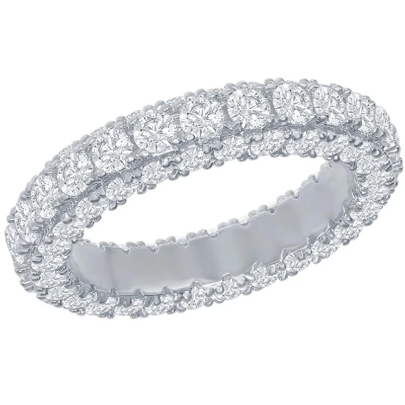 Best necklaces and pendants with minimalist pendants for a sleek, understated look-Classic Women's Triple Row CZ Eternity Band - W-2511