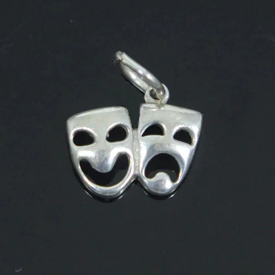 Stunning necklaces and pendants with amethyst gemstones for a calming effect-Comedy & Tragedy Masks Charm, Sterling Silver