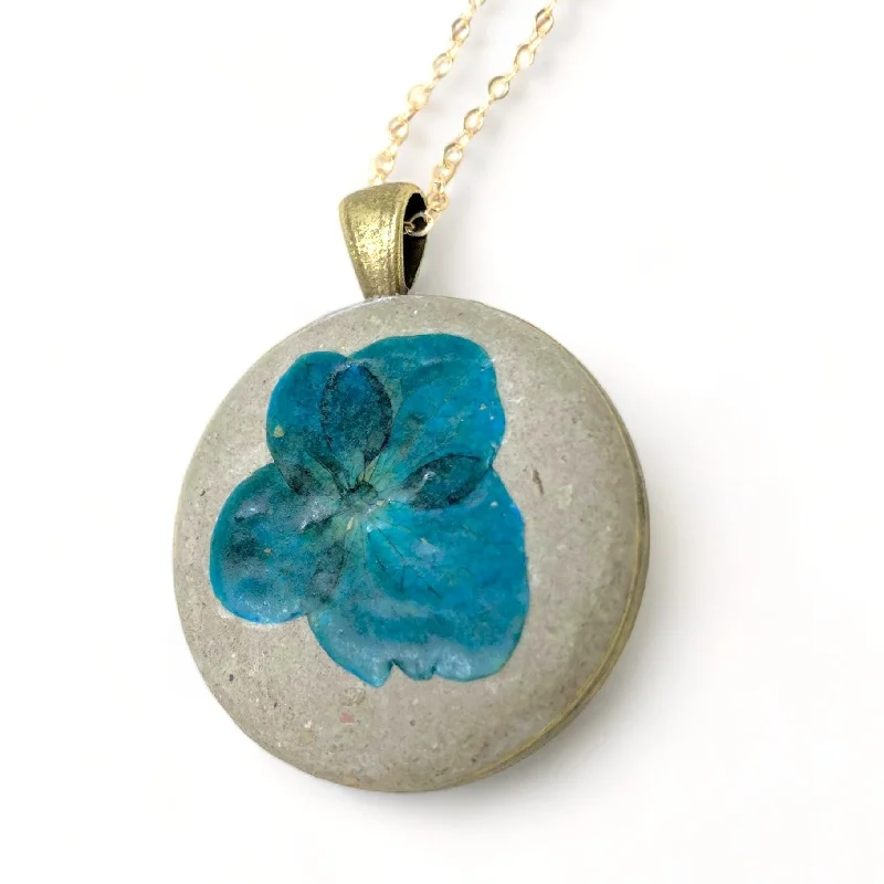 Best necklaces and pendants for everyday wear with minimalist designs-Concrete Botanical Necklace - Blue Flower